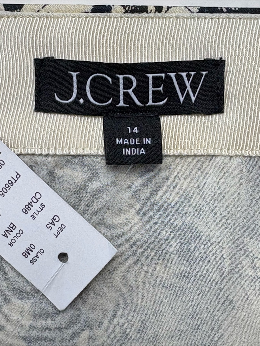 NWT J.Crew Pleated Toile Midi Skirt Drapey Viscose Twill Cream Black Size 14 - Picture 8 of 10
